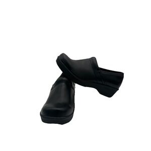 Safe T Step Clog Womens Black Faux Leather Slip Resistant Comfort Size 10